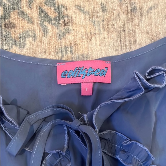 Women's Blue Ruffled Top - Picture 2 of 2